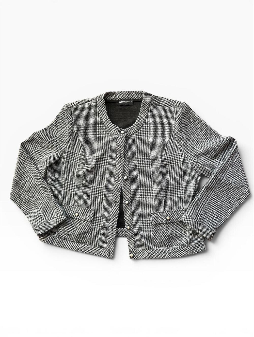 Karl Lagerfeld Paris Black & White Checked Blazer/Jacket